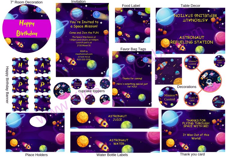 Printable Space Party Theme Collection
